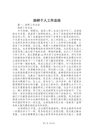 助研个人工作总结 