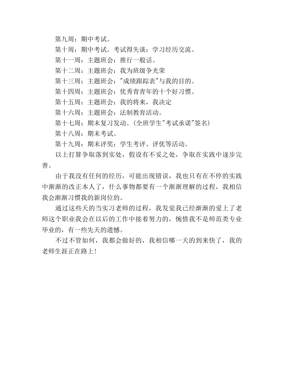实习老师的见习班主任工作参考计划范文 _第3页