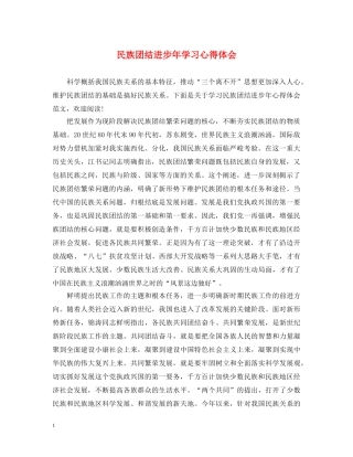 民族团结进步年学习心得体会 