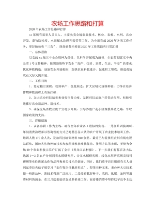 农场工作思路和打算 