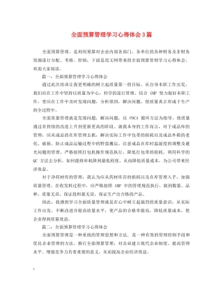 全面预算管理学习心得体会3篇 