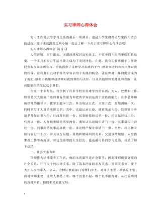 实习律师心得体会 