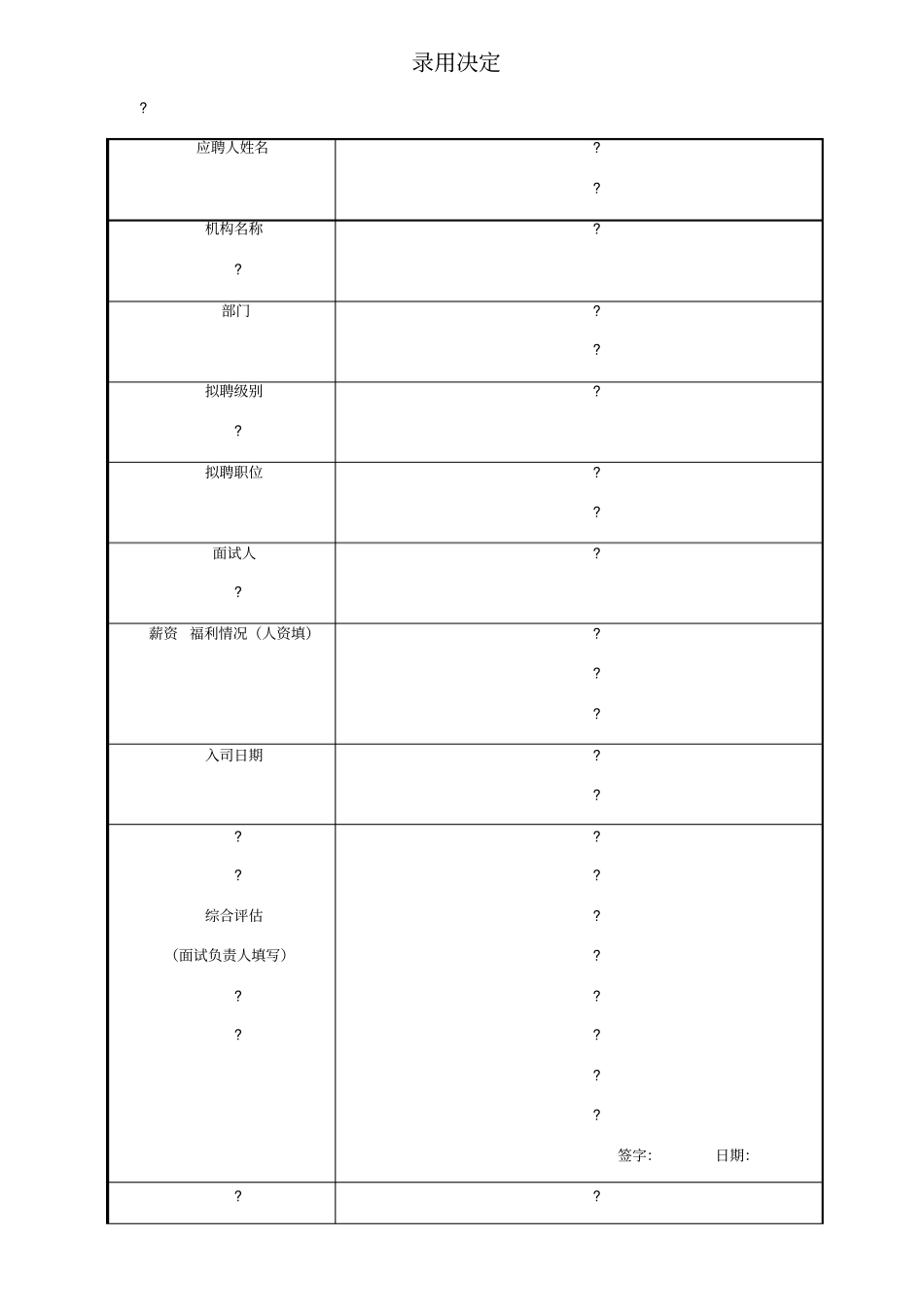 华为招聘录用决定_第1页