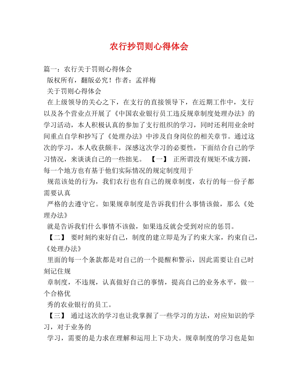 农行抄罚则心得体会 _第1页