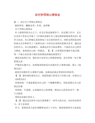 农行抄罚则心得体会 
