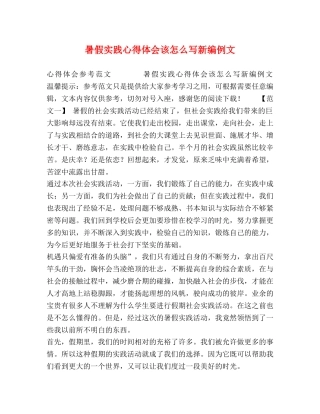 暑假实践心得体会该怎么写新编例文 
