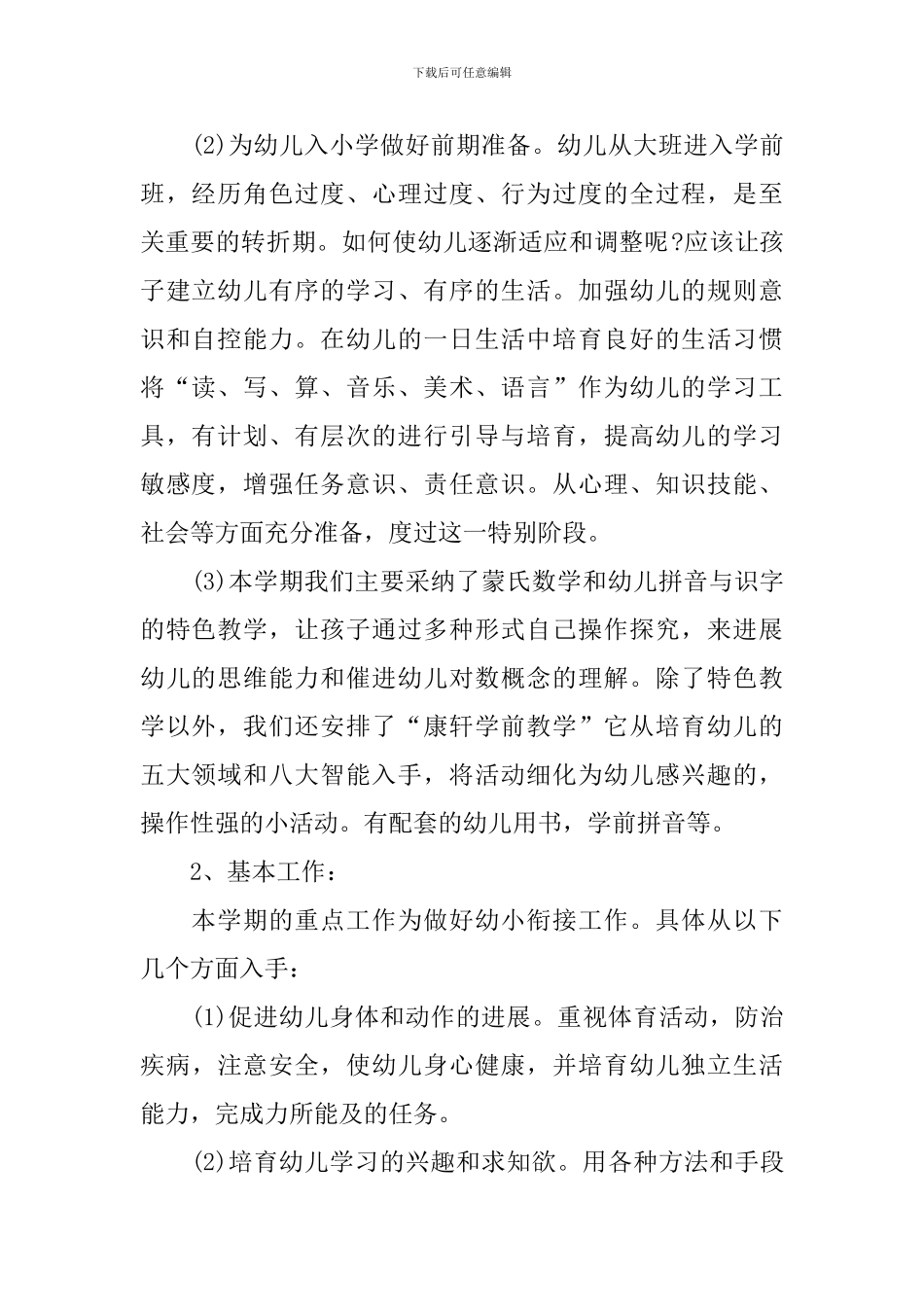 幼小衔接个人工作计划2024_第2页
