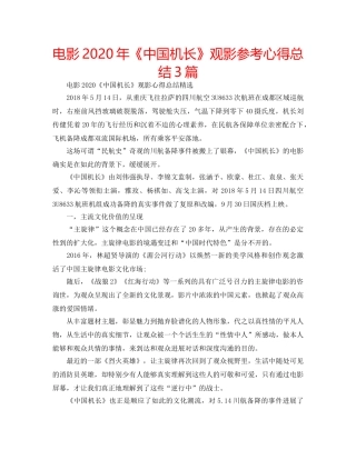 电影2020年《中国机长》观影参考心得总结3篇 