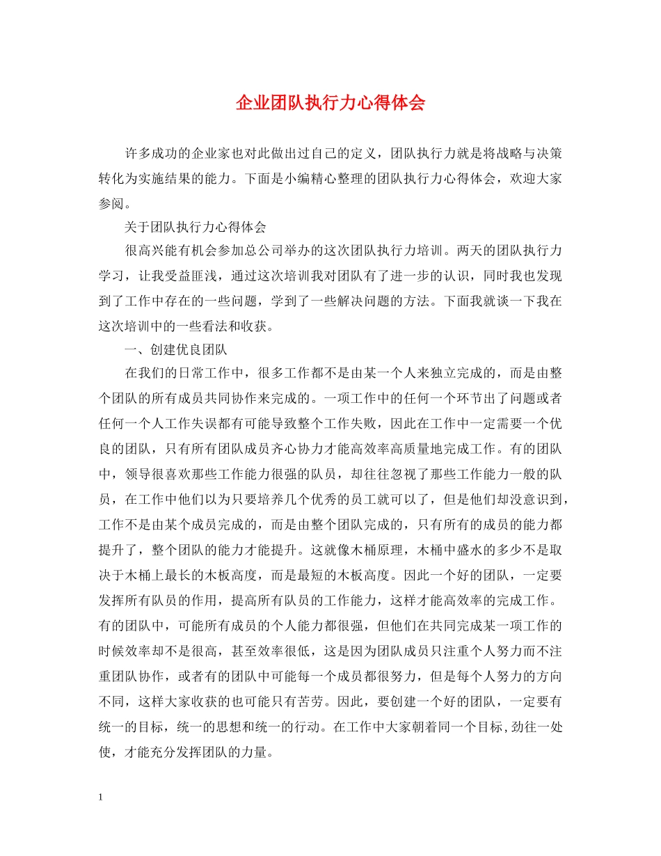 企业团队执行力心得体会 _第1页