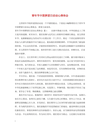 青年节中国梦团日活动心得体会 