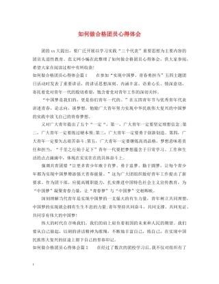 如何做合格团员心得体会 