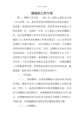 稽核的工作计划