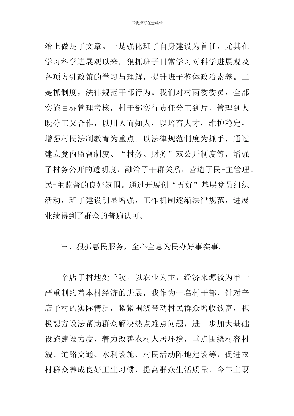 村支部书记2024述职报告_第3页