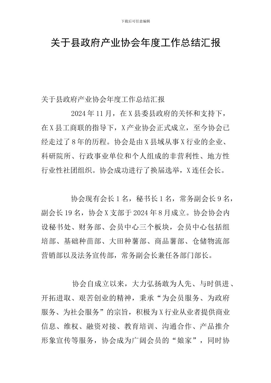 关于县政府产业协会年度工作总结汇报_第1页
