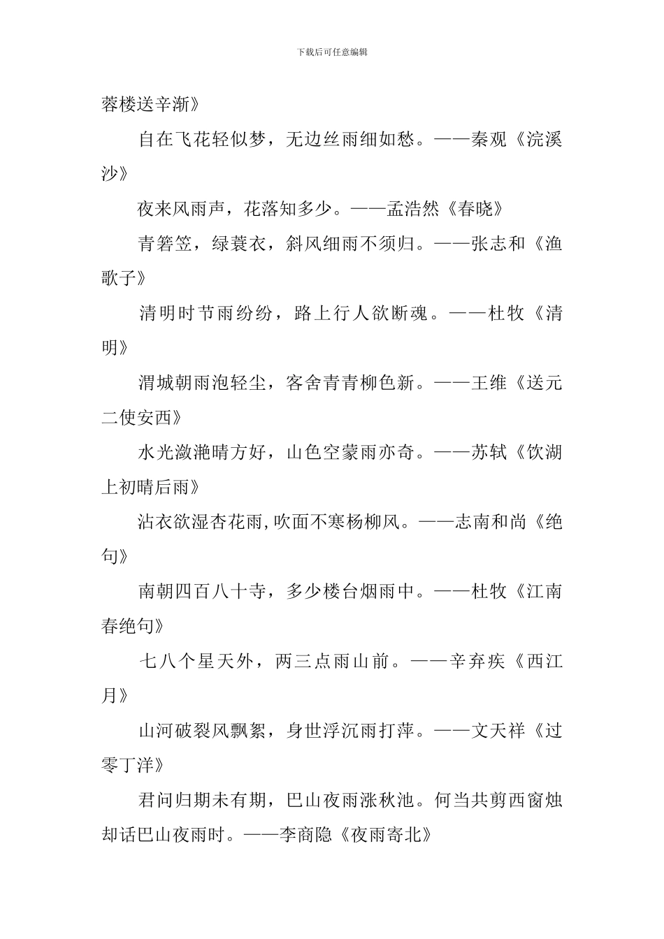 描写下雨的古诗词赏析_第3页