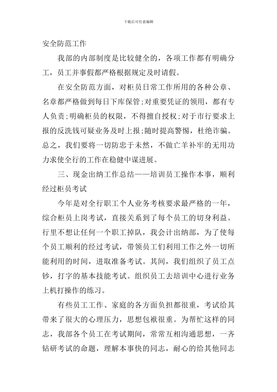 单位出纳年度个人工作总结模板_第2页
