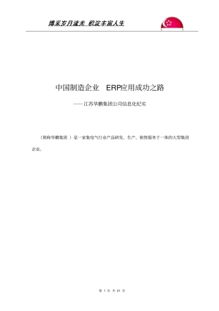 华鹏集团ERP信息化建设总结