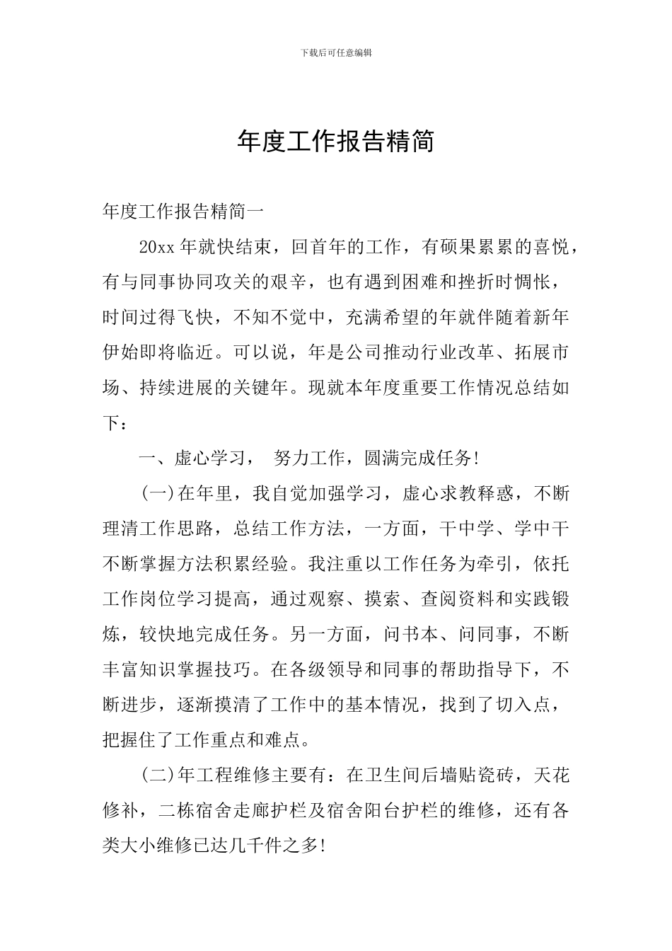 年度工作报告精简_第1页