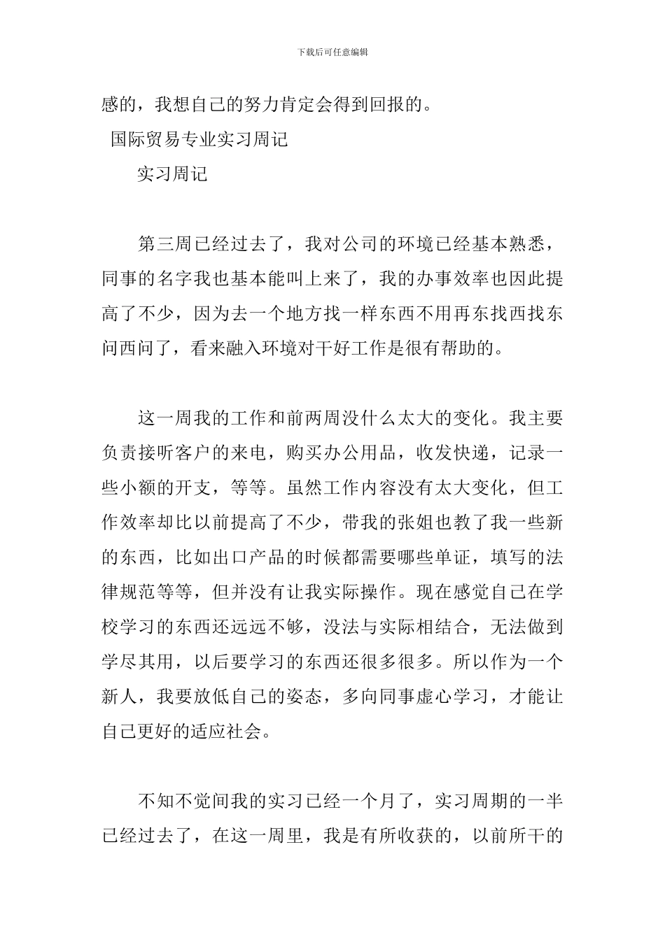 2024国际贸易专业实习周记范文_第3页