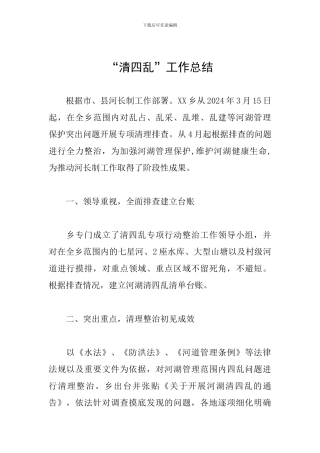 “清四乱”工作总结