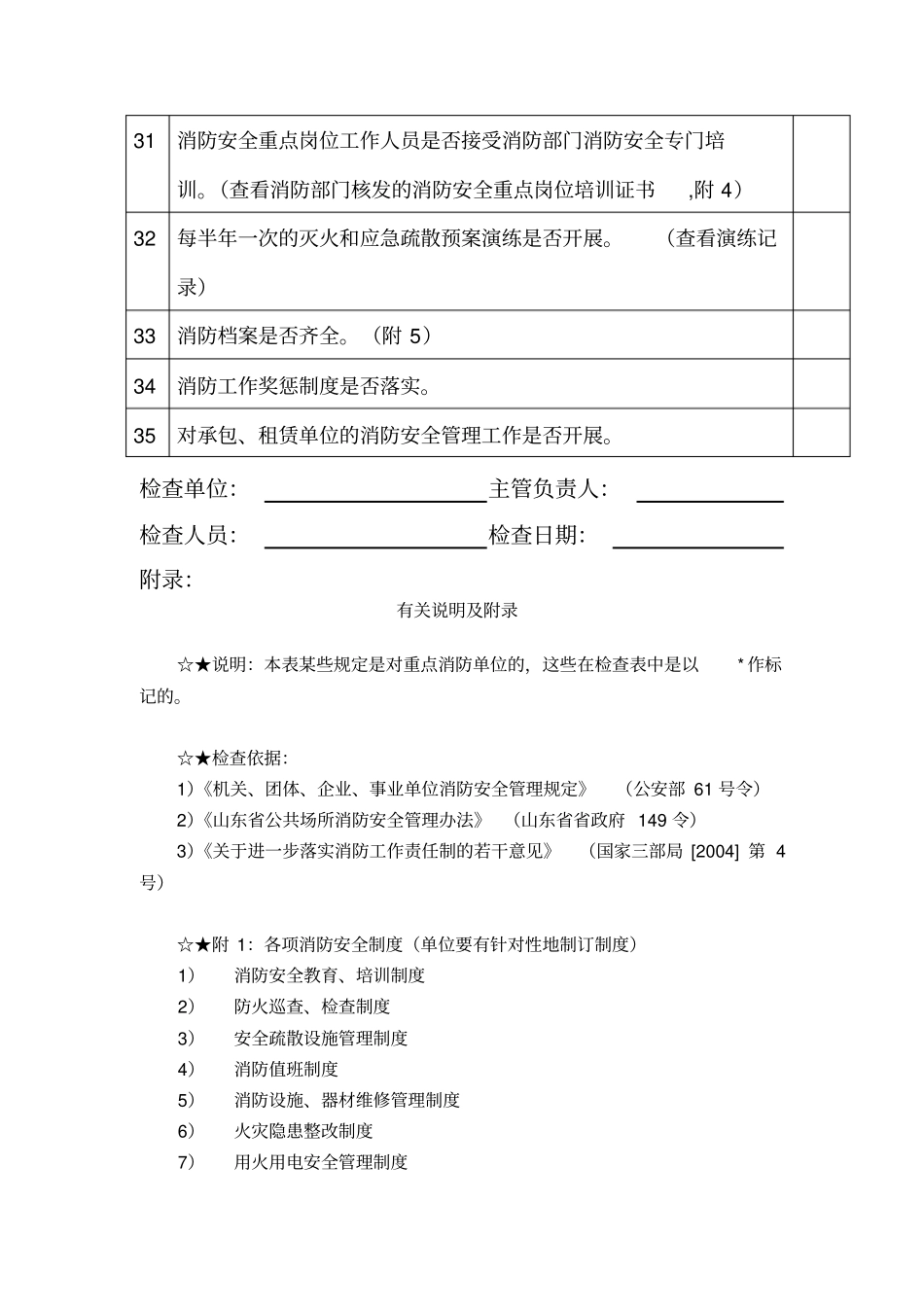 单位消防安全检查记录表_第3页