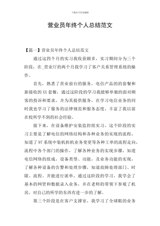 营业员年终个人总结范文