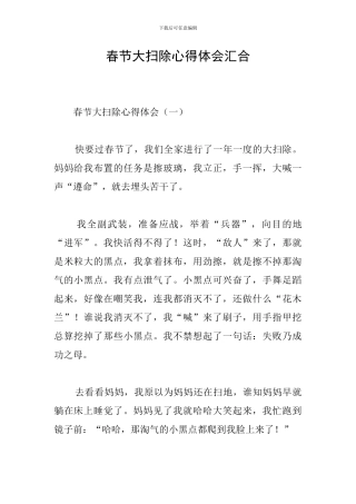 春节大扫除心得体会汇集