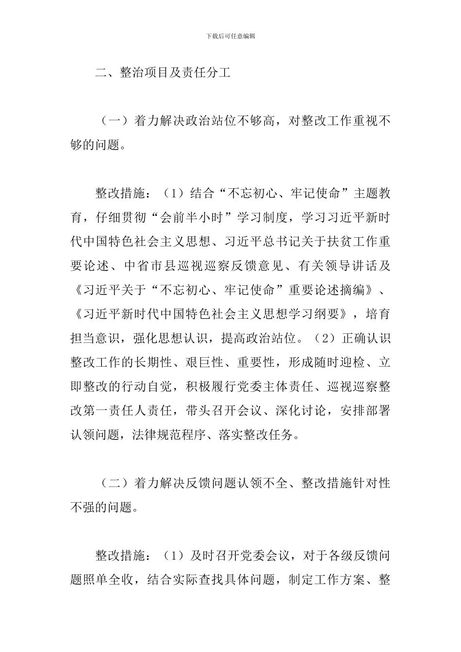 2024年专项整治巡视巡察整改存在问题工作方案_第2页