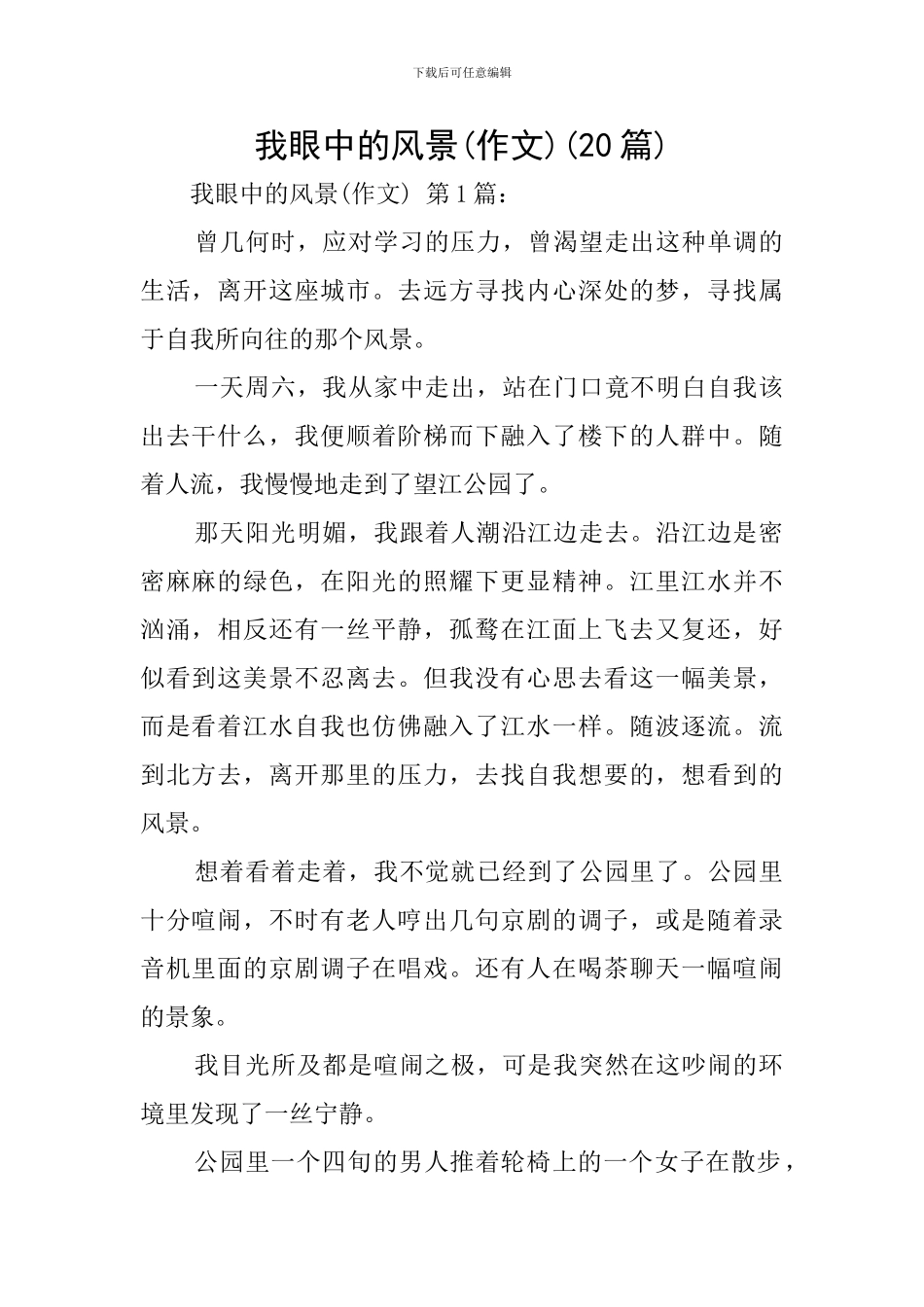 我眼中的风景(20篇)_第1页