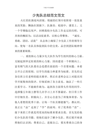 少先队总结范文范文