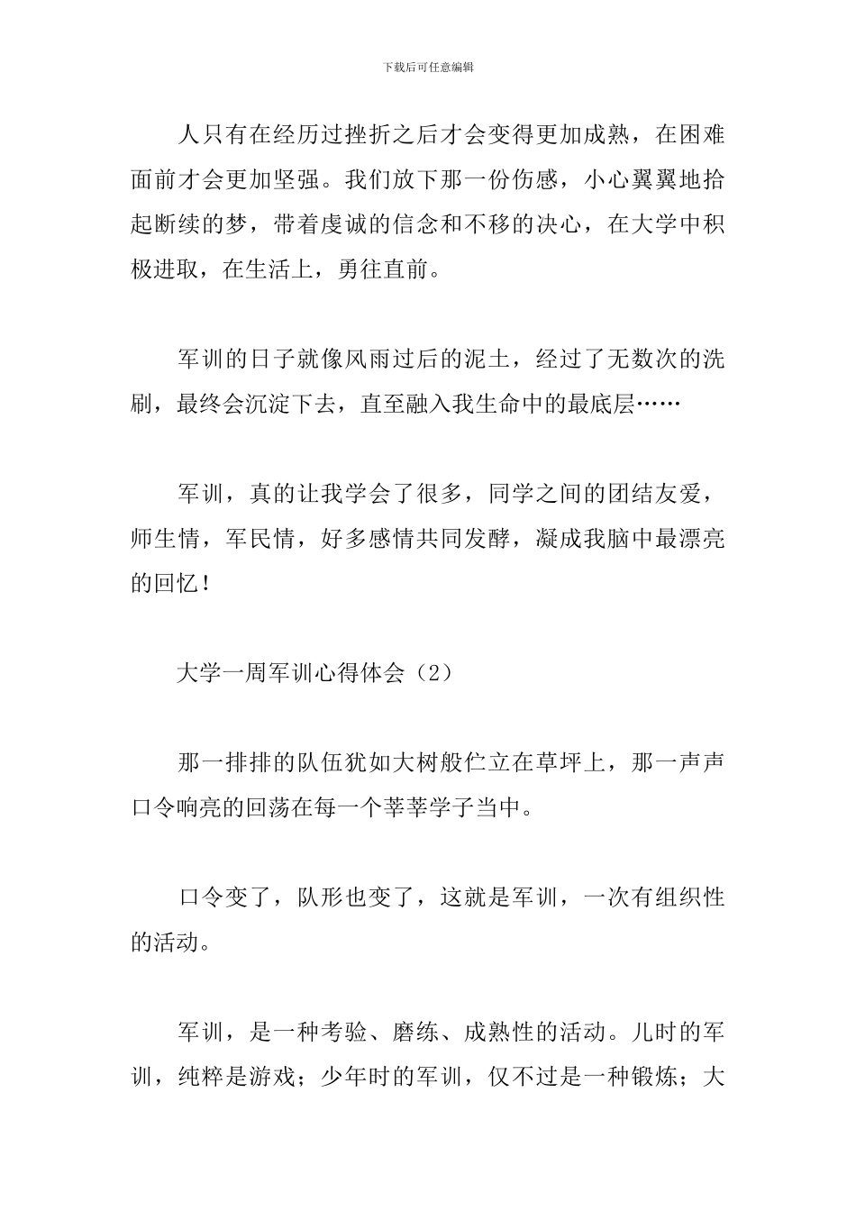 2024大学一周军训心得体会_第3页