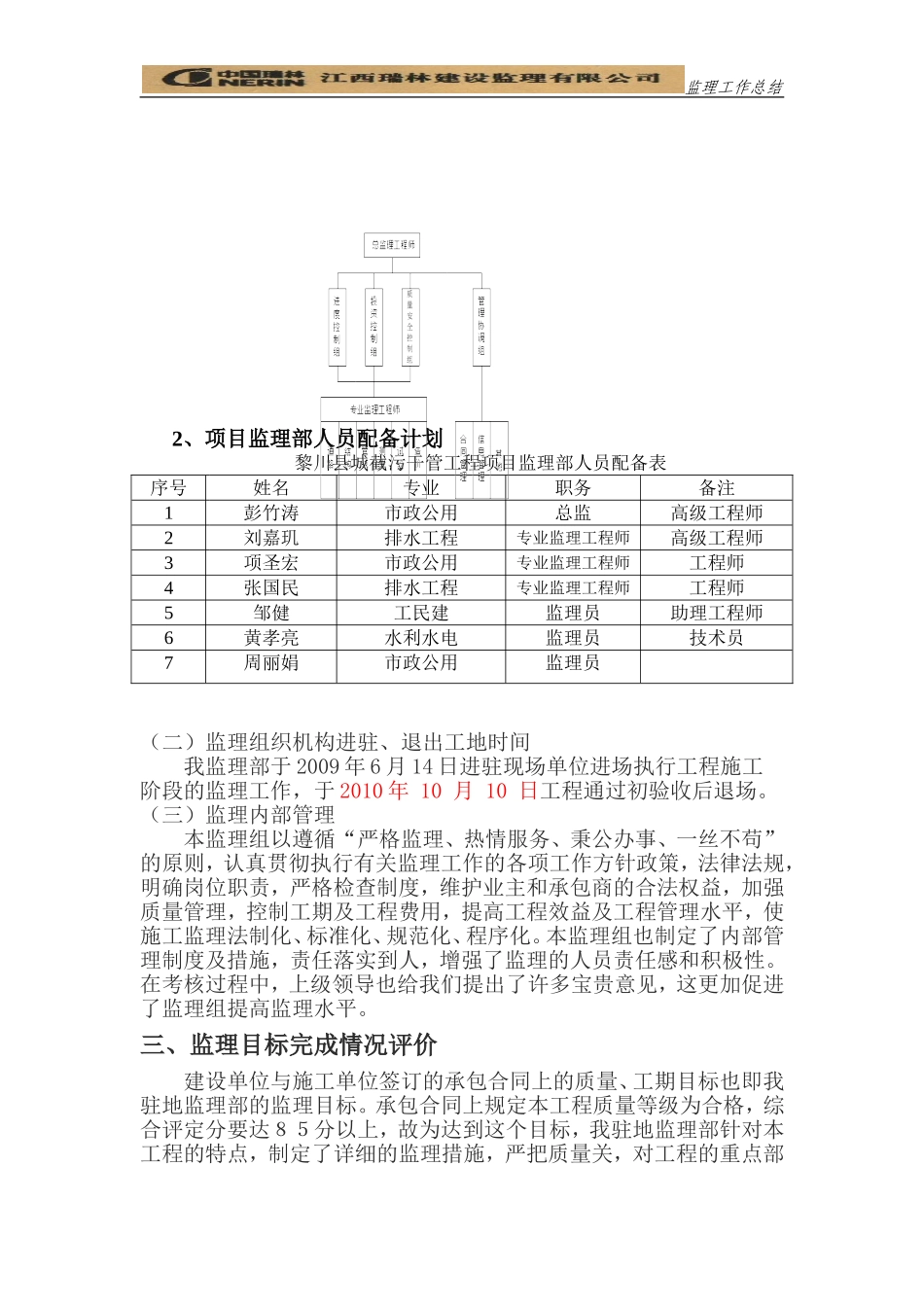 黎川县污水处理厂截污管网工程监理工作总结_第3页