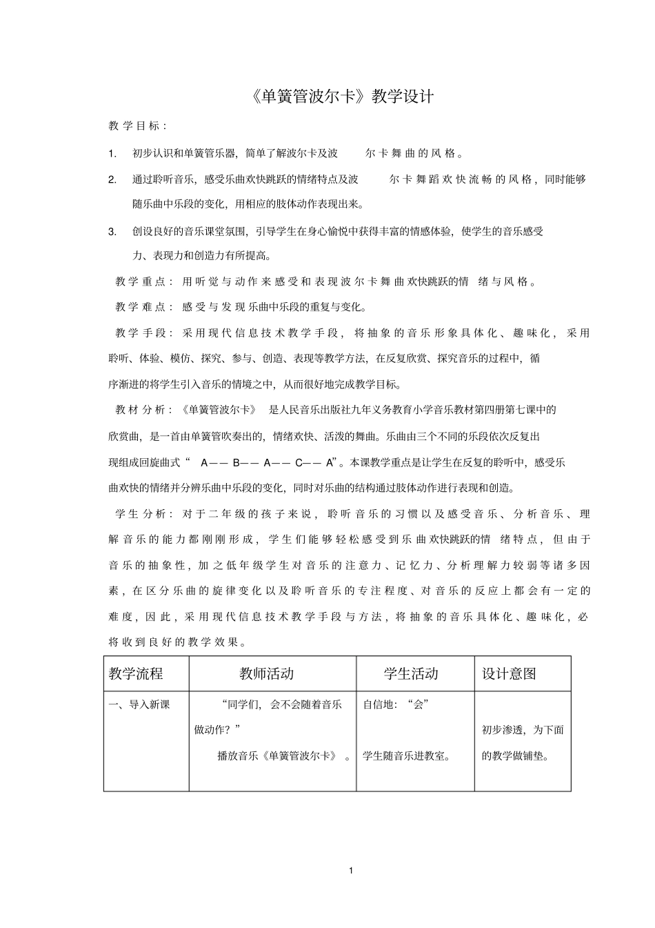 单簧管波尔卡教学设计_第1页