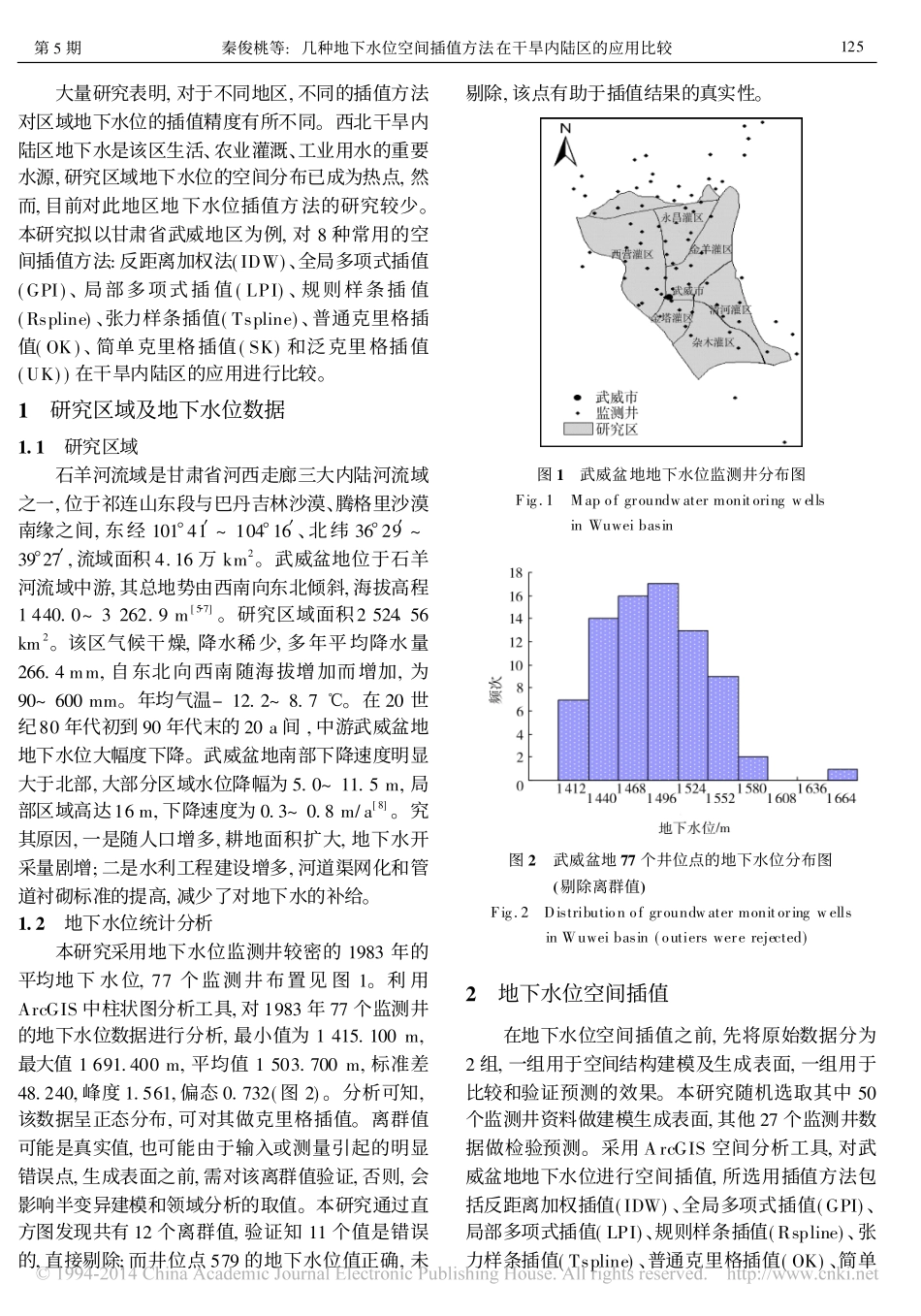 几种地下水位空间插值方法在干旱内陆区的应用比较_第2页
