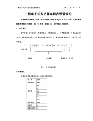 Dl645-1997通讯协议