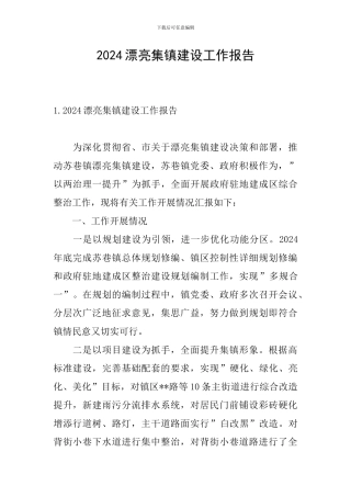 2024美丽集镇建设工作报告