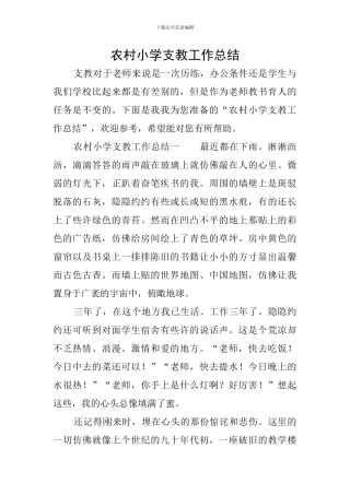 农村小学支教工作总结