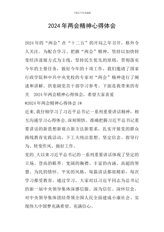 2024年两会精神心得体会