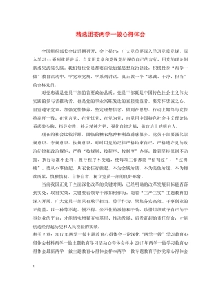 精选团委两学一做心得体会 