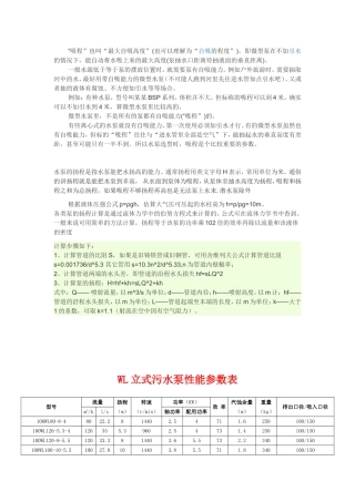 各种水泵型号及参数