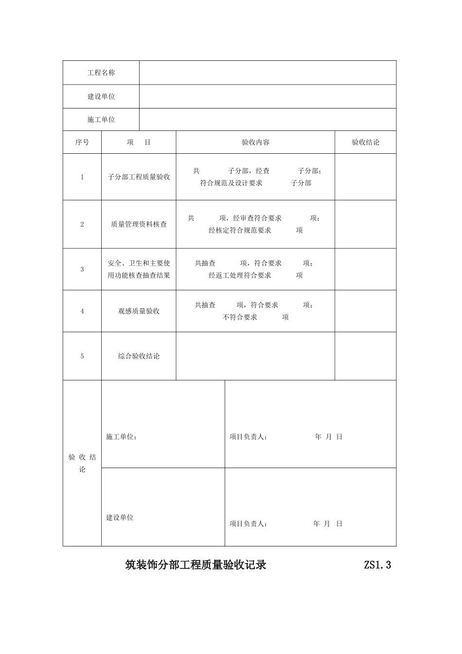 装饰工程竣工验收表格_第2页