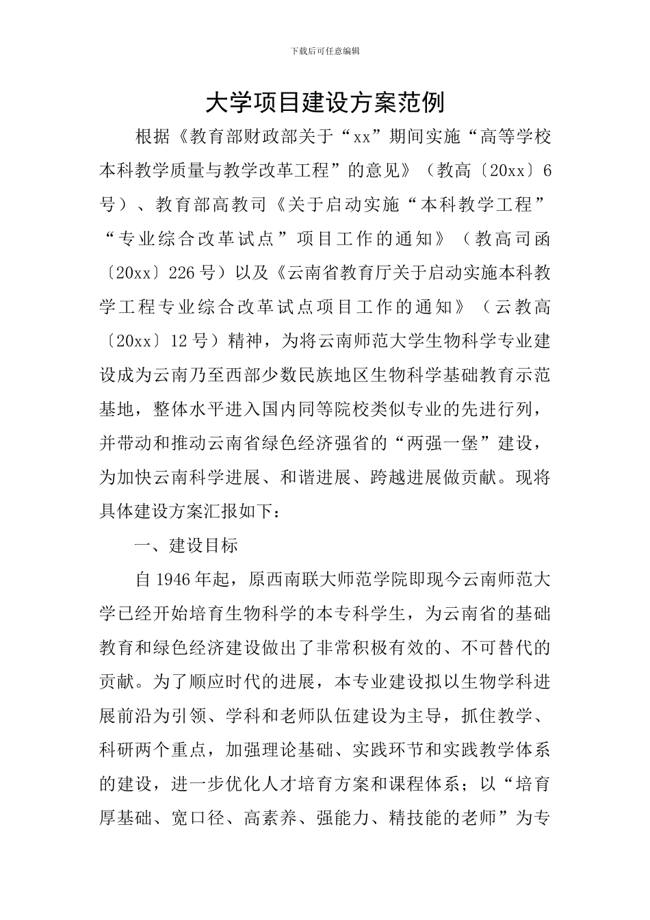 大学项目建设方案范例_第1页