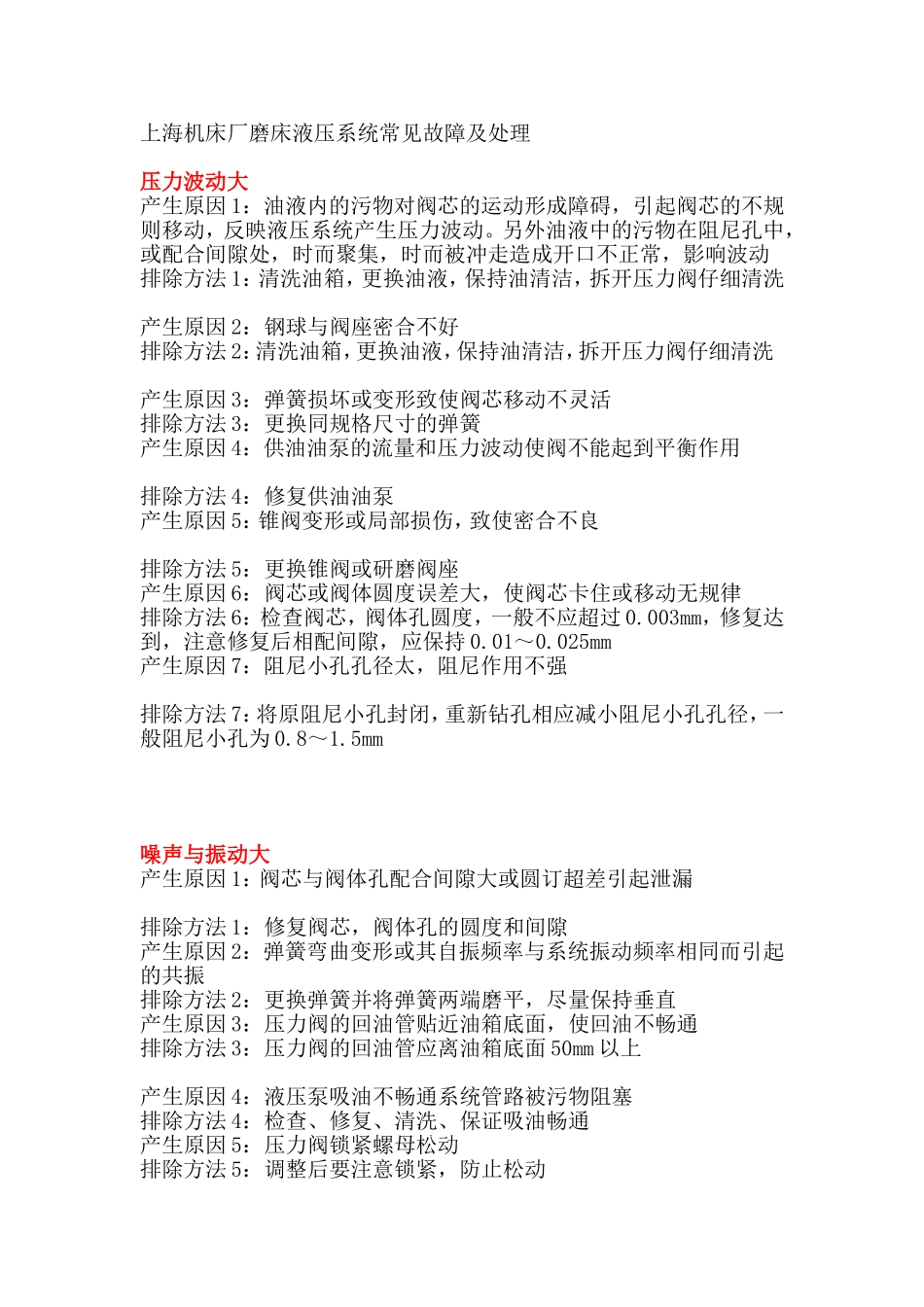 上海机床厂磨床液压系统常见故障及处理_第1页