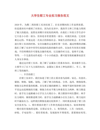 大学生钳工专业实习报告范文 