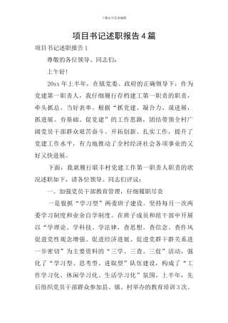 项目书记述职报告4篇