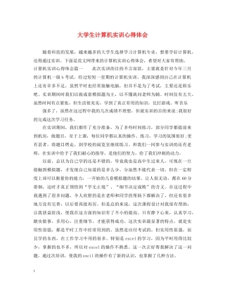 大学生计算机实训心得体会 