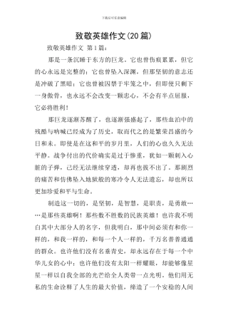 致敬英雄作文
