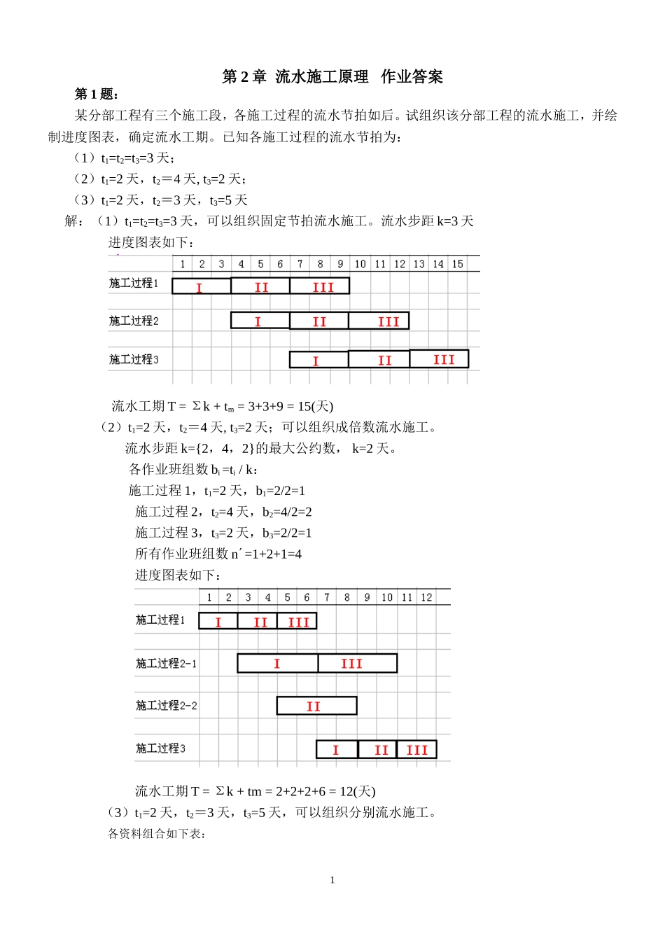 流水施工作业答案_第1页