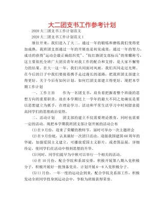 大二团支书工作参考计划 