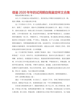 借鉴2020年年的试用期自我鉴定样文合集 